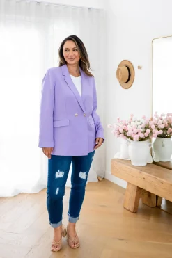 Proud Poppy Clothing Tammy Linen Blend Blazer in Lavender Sale