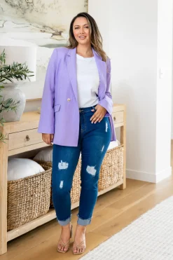 Proud Poppy Clothing Tammy Linen Blend Blazer in Lavender Sale