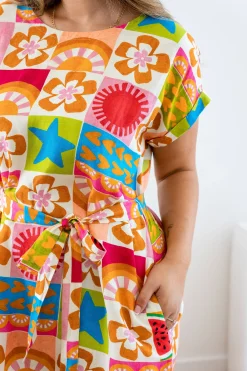 Proud Poppy Clothing Tee Linen Blend Dress in Summer Crush SummerCrush Hot