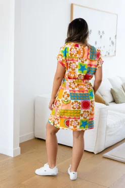 Proud Poppy Clothing Tee Linen Blend Dress in Summer Crush SummerCrush Hot