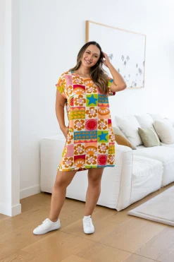 Proud Poppy Clothing Tee Linen Blend Dress in Summer Crush SummerCrush Hot