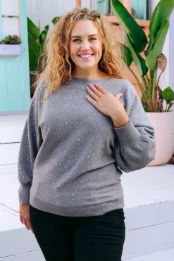 Proud Poppy Clothing Twinkle Embellished Knit in Grey Hot