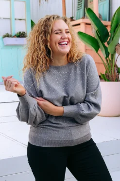 Proud Poppy Clothing Twinkle Embellished Knit in Grey Hot