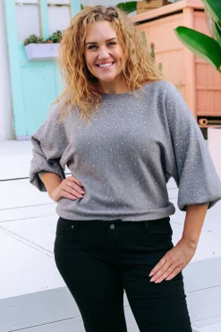 Proud Poppy Clothing Twinkle Embellished Knit in Grey Hot
