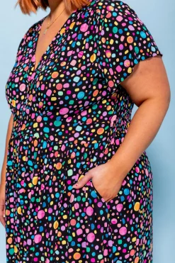 Proud Poppy Clothing *UNICORN* Aurora Midi Dress in Black Pebble by Kasey Rainbow New