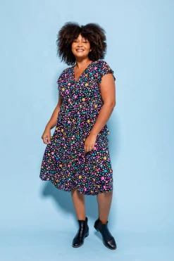 Proud Poppy Clothing *UNICORN* Aurora Midi Dress in Black Pebble by Kasey Rainbow New