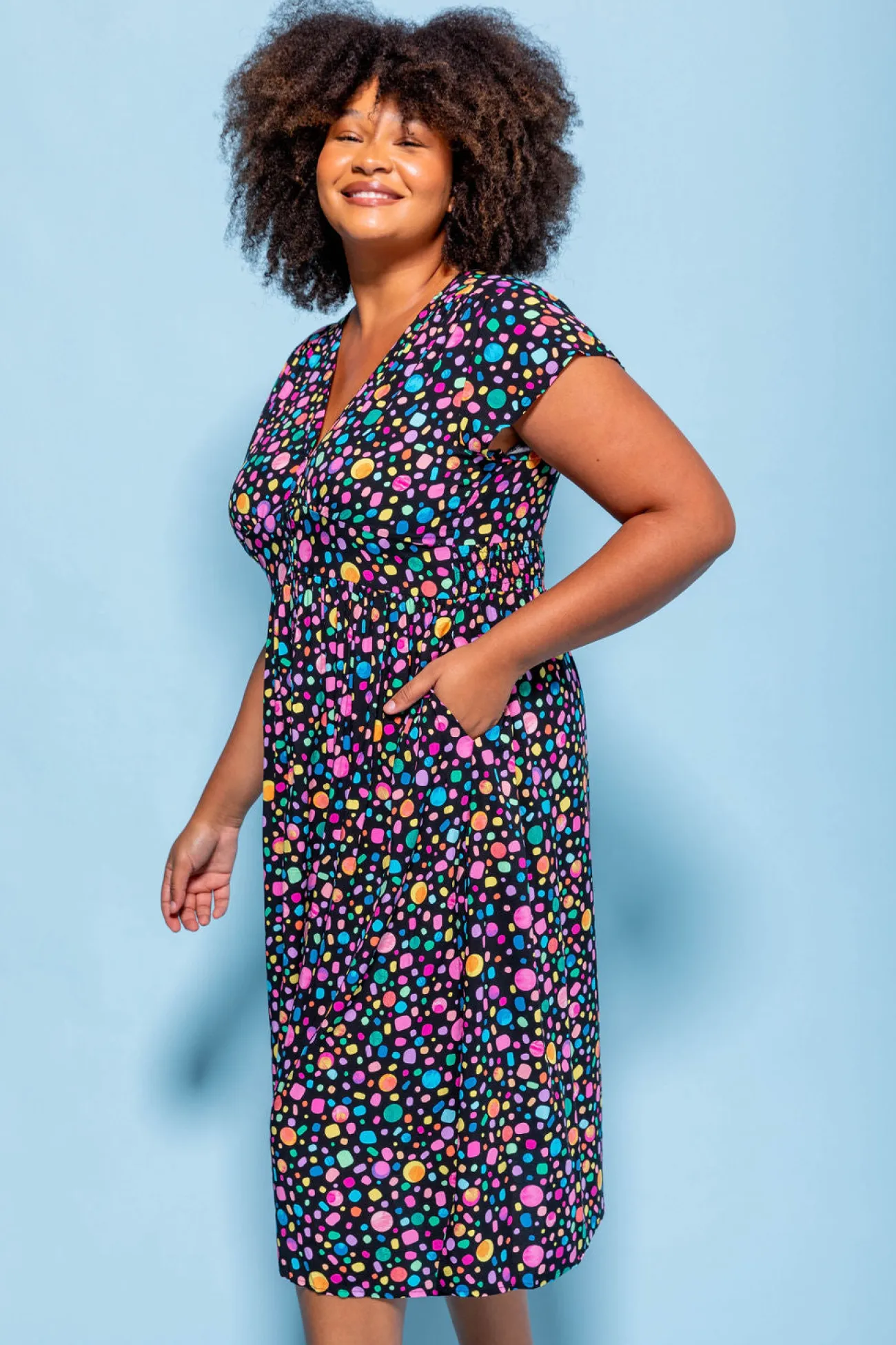 Proud Poppy Clothing *UNICORN* Aurora Midi Dress in Black Pebble by Kasey Rainbow New