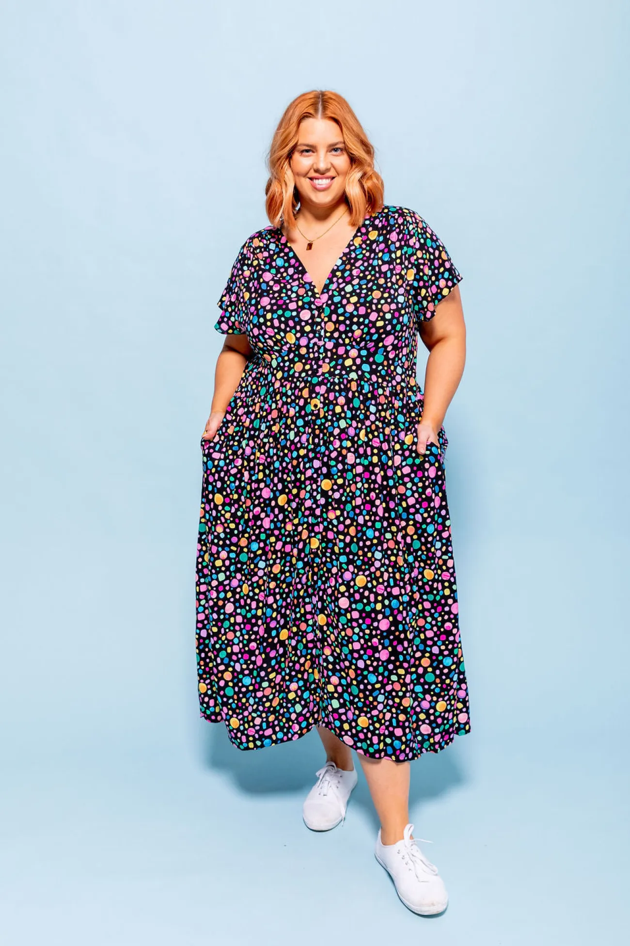 Proud Poppy Clothing *UNICORN* Aurora Midi Dress in Black Pebble by Kasey Rainbow New