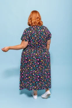 Proud Poppy Clothing *UNICORN* Aurora Midi Dress in Black Pebble by Kasey Rainbow New