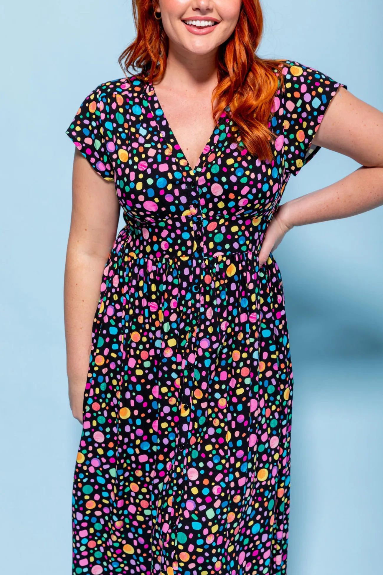 Proud Poppy Clothing *UNICORN* Aurora Midi Dress in Black Pebble by Kasey Rainbow New