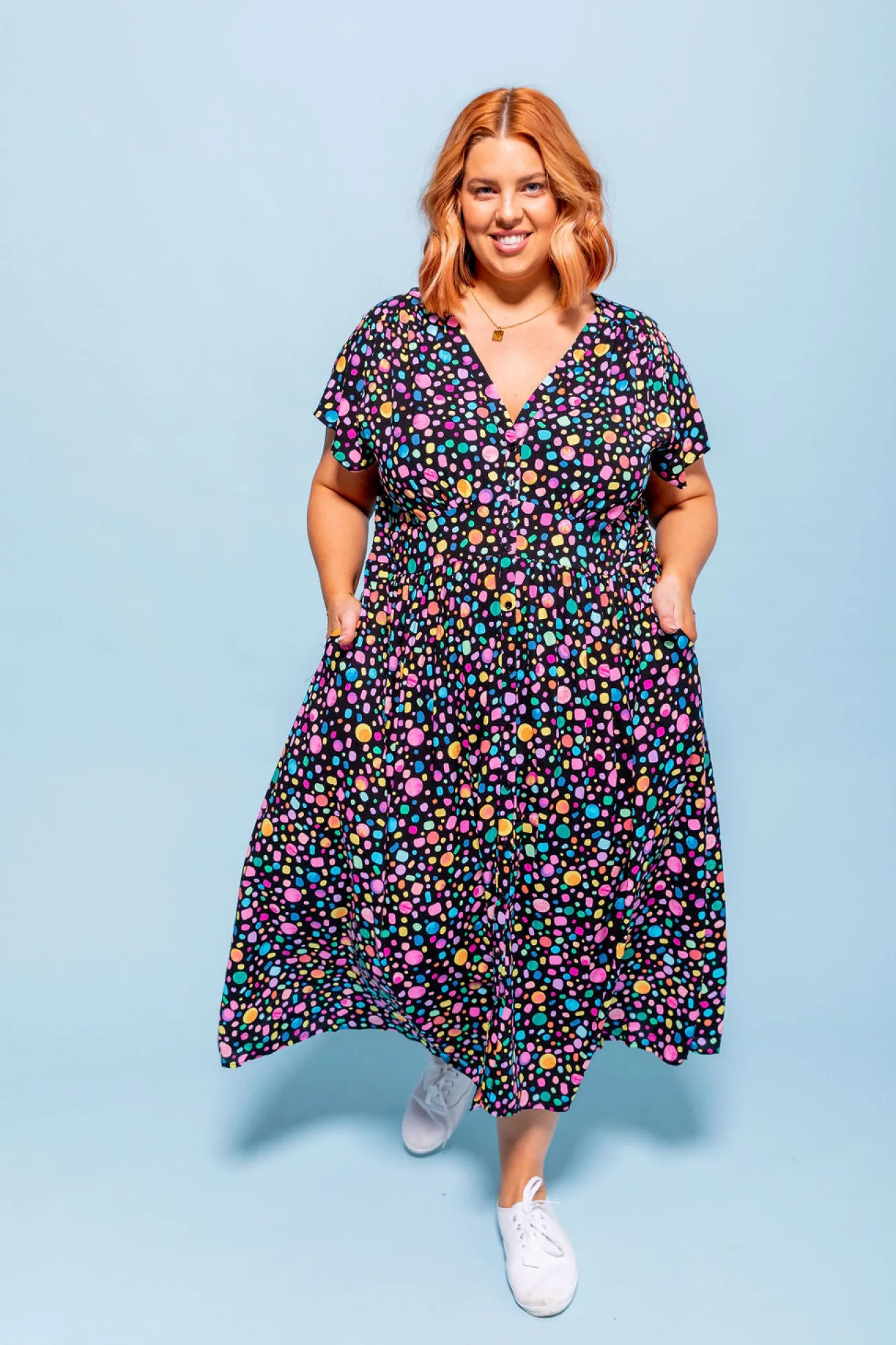Proud Poppy Clothing *UNICORN* Aurora Midi Dress in Black Pebble by Kasey Rainbow New