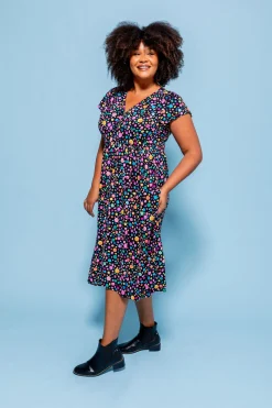 Proud Poppy Clothing *UNICORN* Aurora Midi Dress in Black Pebble by Kasey Rainbow New