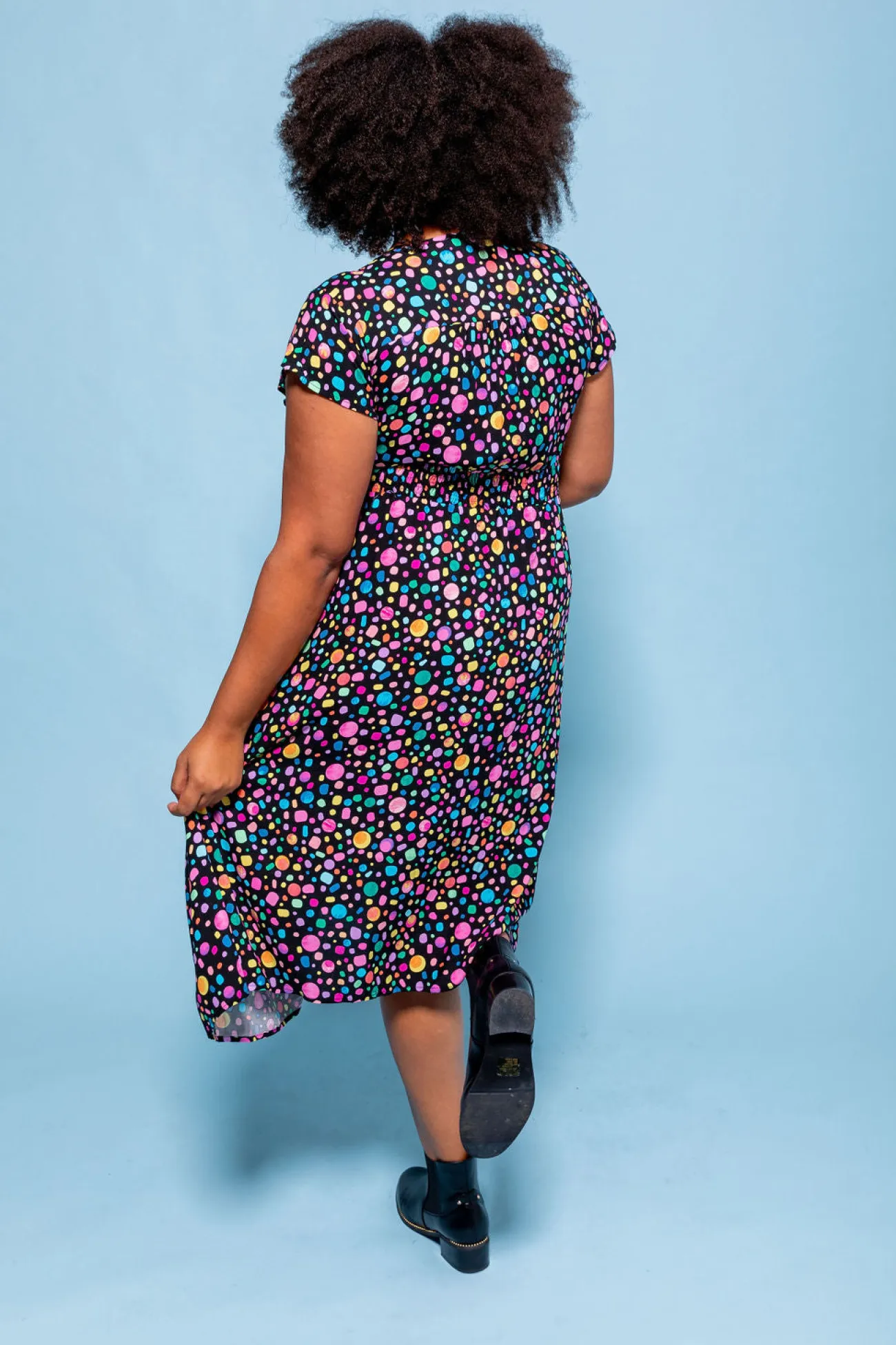 Proud Poppy Clothing *UNICORN* Aurora Midi Dress in Black Pebble by Kasey Rainbow New
