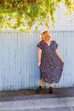 Proud Poppy Clothing *UNICORN* Aurora Midi Dress in Black Pebble by Kasey Rainbow New