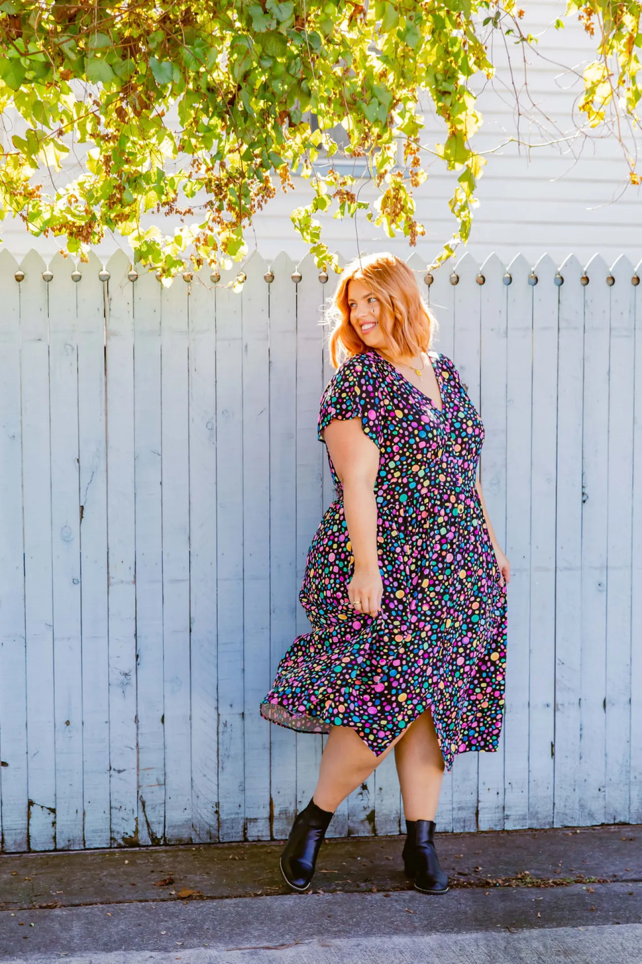 Proud Poppy Clothing *UNICORN* Aurora Midi Dress in Black Pebble by Kasey Rainbow New