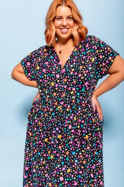 Proud Poppy Clothing *UNICORN* Aurora Midi Dress in Black Pebble by Kasey Rainbow New