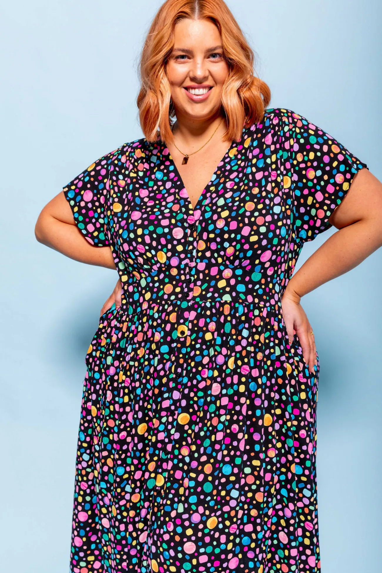 Proud Poppy Clothing *UNICORN* Aurora Midi Dress in Black Pebble by Kasey Rainbow New