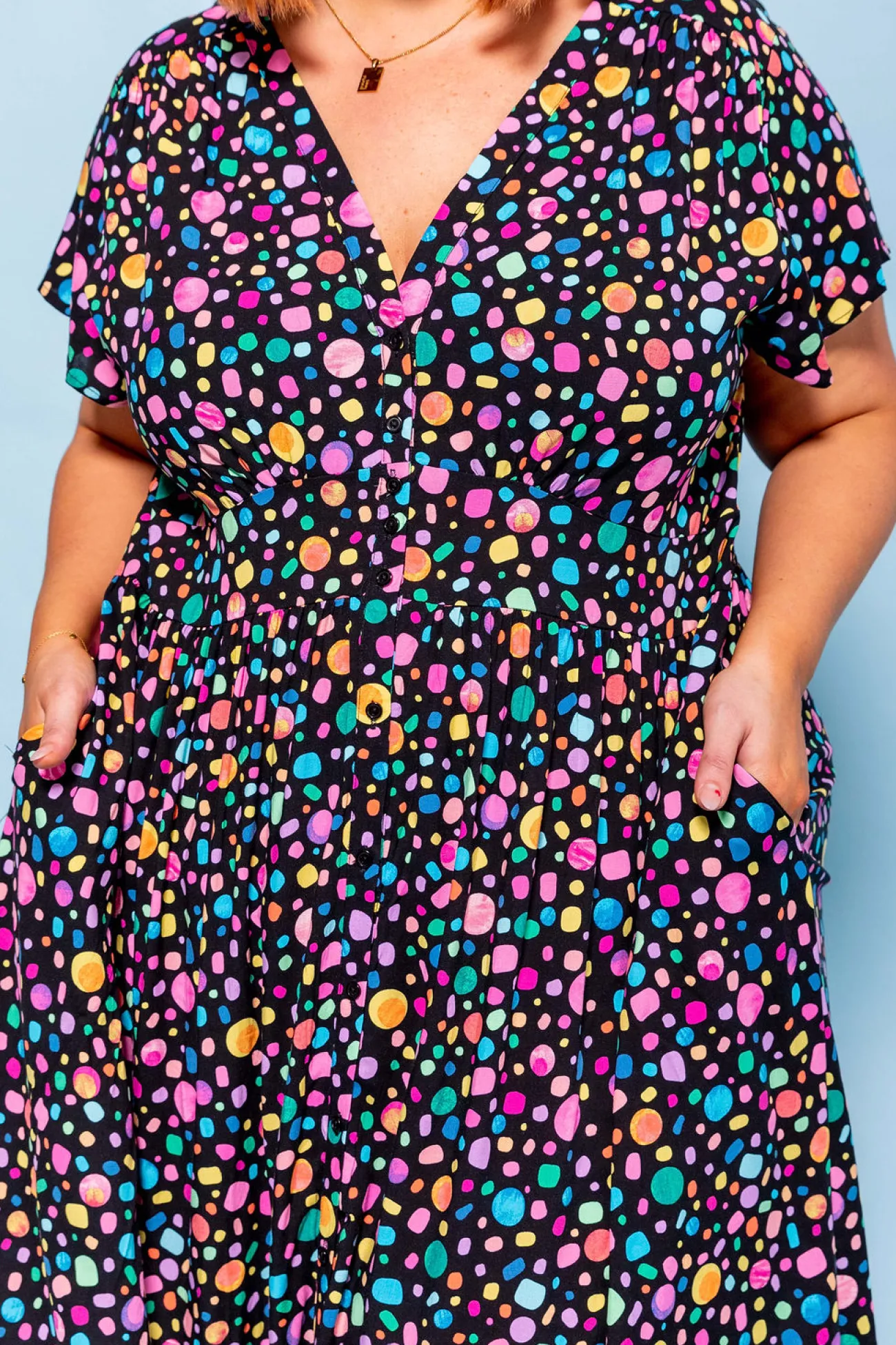 Proud Poppy Clothing *UNICORN* Aurora Midi Dress in Black Pebble by Kasey Rainbow New