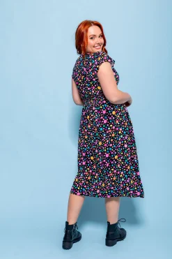 Proud Poppy Clothing *UNICORN* Aurora Midi Dress in Black Pebble by Kasey Rainbow New