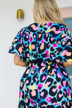 Proud Poppy Clothing *UNICORN* Bonnie Dress in Kasey Leopard by Kasey Rainbow Clearance
