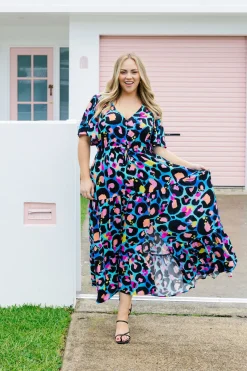 Proud Poppy Clothing *UNICORN* Bonnie Dress in Kasey Leopard by Kasey Rainbow Clearance