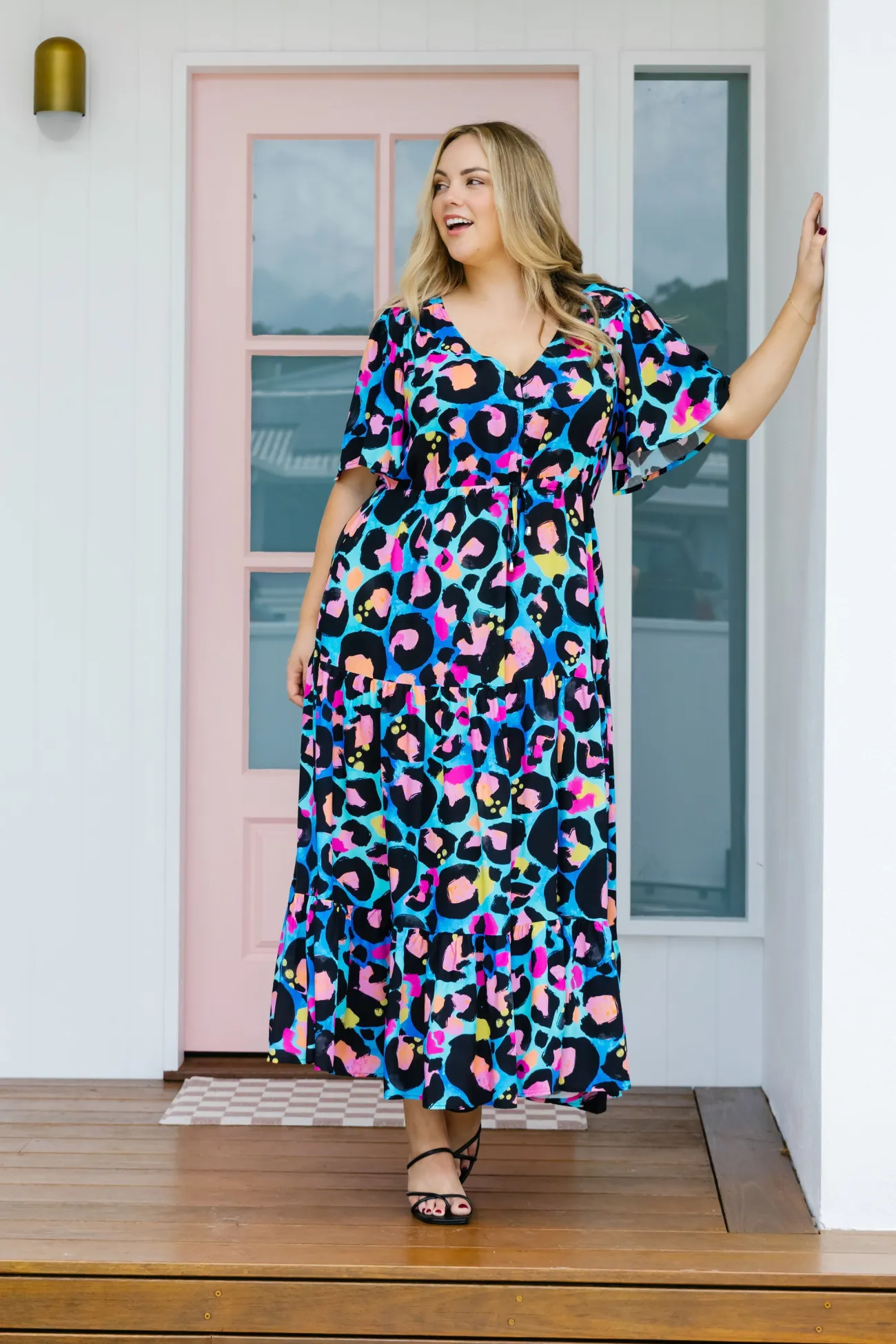 Proud Poppy Clothing *UNICORN* Bonnie Dress in Kasey Leopard by Kasey Rainbow Clearance