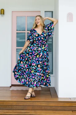 Proud Poppy Clothing *UNICORN* Bonnie Dress in Kasey Leopard by Kasey Rainbow Clearance