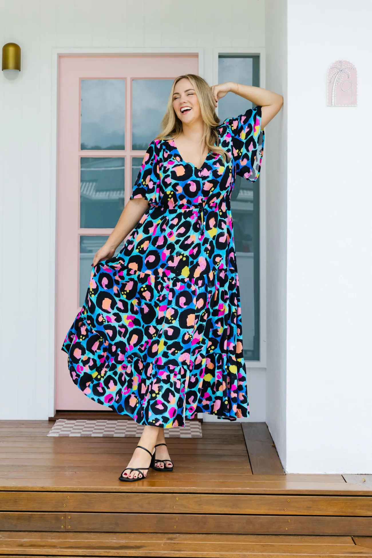 Proud Poppy Clothing *UNICORN* Bonnie Dress in Kasey Leopard by Kasey Rainbow Clearance
