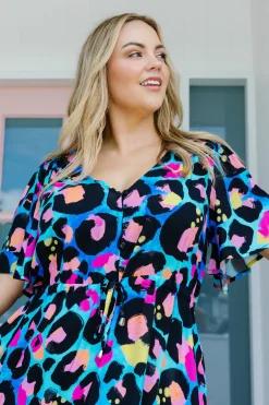 Proud Poppy Clothing *UNICORN* Bonnie Dress in Kasey Leopard by Kasey Rainbow Clearance