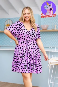 Proud Poppy Clothing *UNICORN* Charlie Dress in Purple Cheetah by Kasey Rainbow Discount
