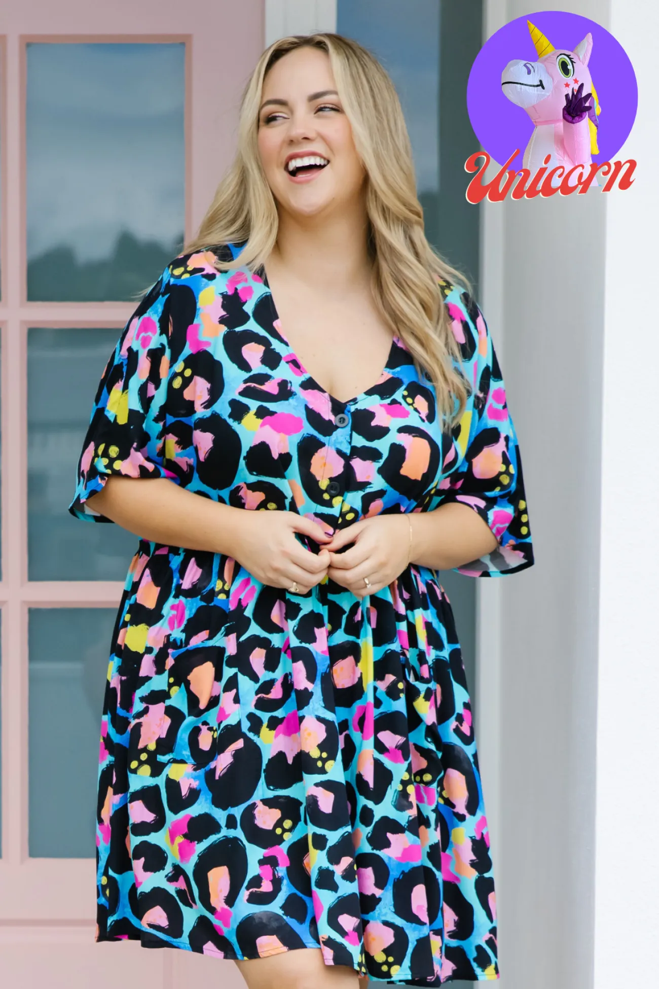 Proud Poppy Clothing *UNICORN* Disco Dress In Kasey Leopard by Kasey Rainbow Outlet