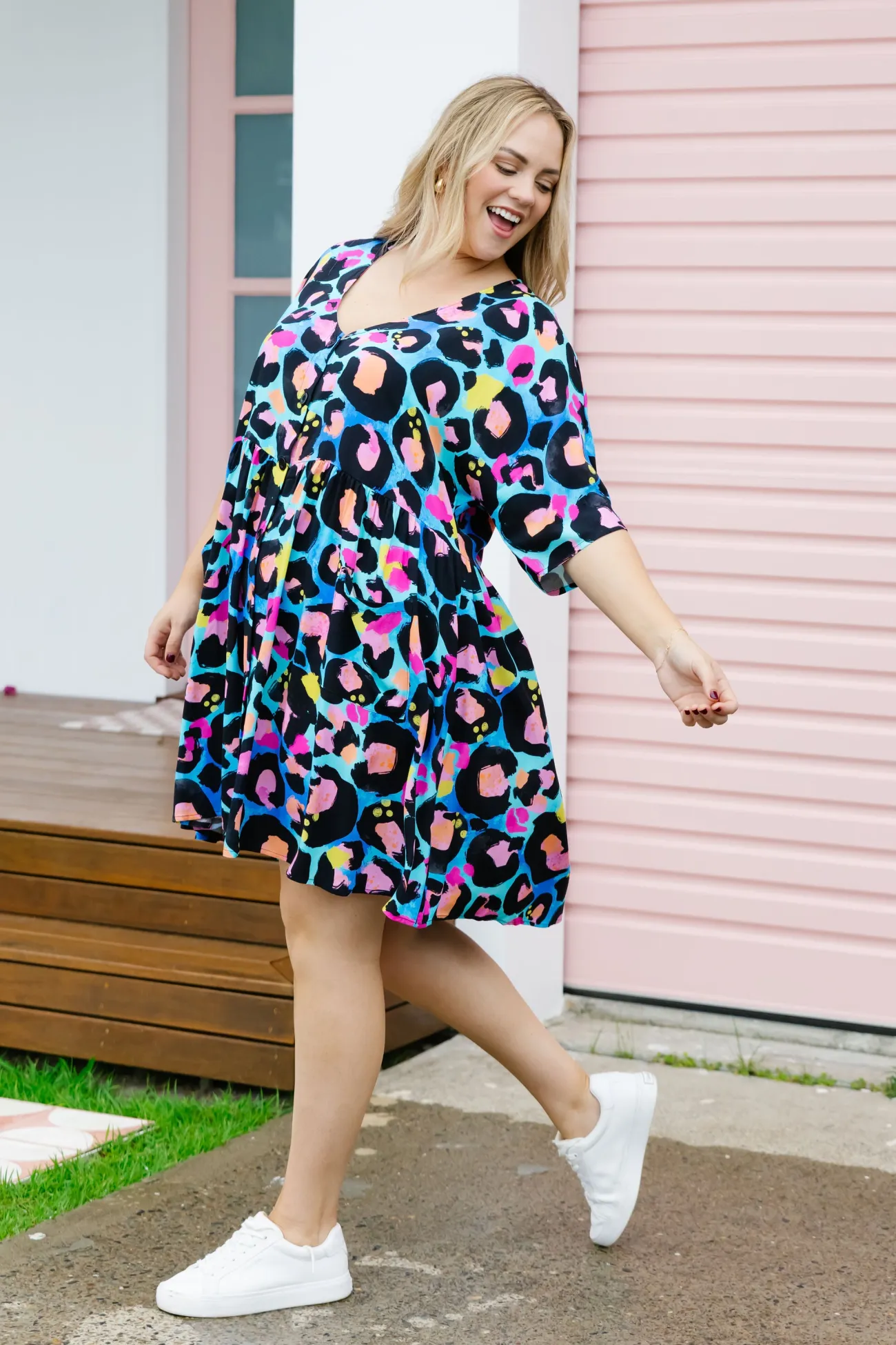 Proud Poppy Clothing *UNICORN* Disco Dress In Kasey Leopard by Kasey Rainbow Outlet