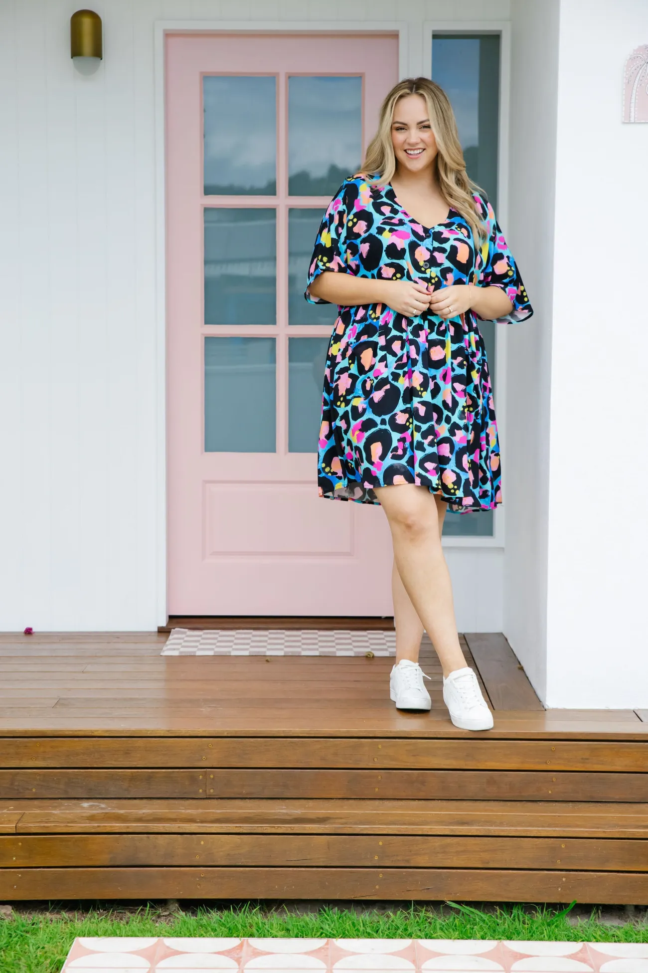 Proud Poppy Clothing *UNICORN* Disco Dress In Kasey Leopard by Kasey Rainbow Outlet