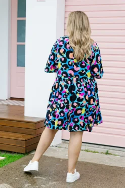 Proud Poppy Clothing *UNICORN* Disco Dress In Kasey Leopard by Kasey Rainbow Outlet
