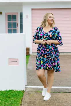 Proud Poppy Clothing *UNICORN* Disco Dress In Kasey Leopard by Kasey Rainbow Outlet