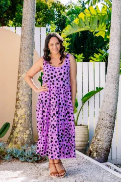 Proud Poppy Clothing *UNICORN* Ronnie Tiered Midi Dress in Purple Cheetah by Kasey Rainbow Online