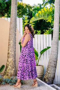 Proud Poppy Clothing *UNICORN* Ronnie Tiered Midi Dress in Purple Cheetah by Kasey Rainbow Online