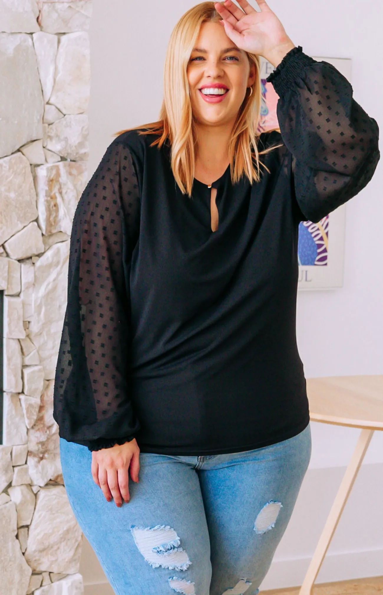 Proud Poppy Clothing Whitney Long Sleeve Top in Black Outlet