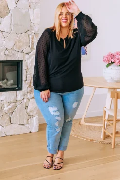 Proud Poppy Clothing Whitney Long Sleeve Top in Black Outlet